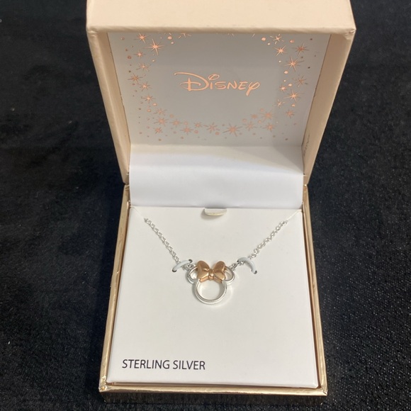 🎄🎁 DISNEY STERLING SILVER & ROSE GOLD MINI MOUSE NECKLACE & EARRINGS - Picture 2 of 6